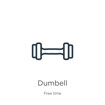 Dumbell icon. Thin linear dumbell outline icon isolated on white background from free time collection. Line vector dumbell sign, symbol for web and mobile
