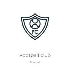 Football club icon. Thin linear football club outline icon isolated on white background from football collection. Line vector football club sign, symbol for web and mobile