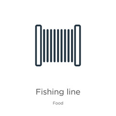 Fishing line icon. Thin linear fishing line outline icon isolated on white background from food collection. Line vector fishing line sign, symbol for web and mobile