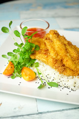 Chicken dish on a restaurant table