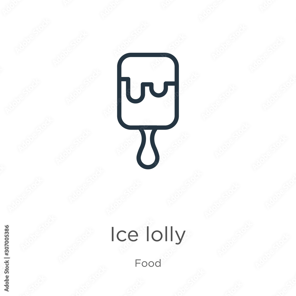 Wall mural Ice lolly icon. Thin linear ice lolly outline icon isolated on white background from food collection. Line vector ice lolly sign, symbol for web and mobile