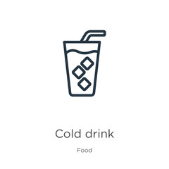 Cold drink icon. Thin linear cold drink outline icon isolated on white background from food collection. Line vector cold drink sign, symbol for web and mobile