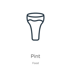 Pint icon. Thin linear pint outline icon isolated on white background from food collection. Line vector pint sign, symbol for web and mobile