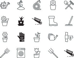 gardening vector icon set such as: silicone walley, rubber, sprinkle, foot, industry, high, hose, tech, cartoon, biology, push, danger, electronic, help, rain, fertilizer, tube, station, information