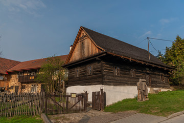 Old buildings in Valasske Klobouky town in spring cold morning