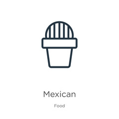 Mexican icon. Thin linear mexican outline icon isolated on white background from food collection. Line vector mexican sign, symbol for web and mobile