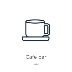 Cafe bar icon. Thin linear cafe bar outline icon isolated on white background from food collection. Line vector cafe bar sign, symbol for web and mobile