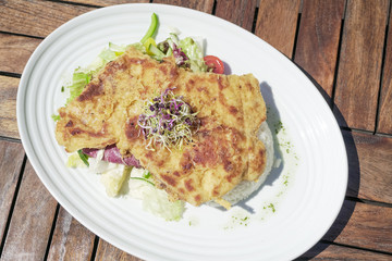 Chicken dish on a restaurant table