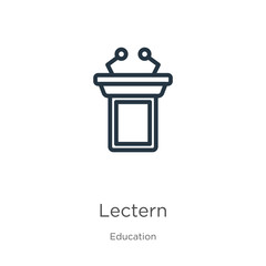 Lectern icon. Thin linear lectern outline icon isolated on white background from education collection. Line vector lectern sign, symbol for web and mobile