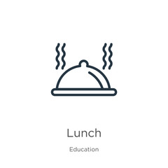 Fototapeta premium Lunch icon. Thin linear lunch outline icon isolated on white background from education collection. Line vector lunch sign, symbol for web and mobile