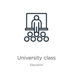 University class icon. Thin linear university class outline icon isolated on white background from education collection. Line vector university class sign, symbol for web and mobile