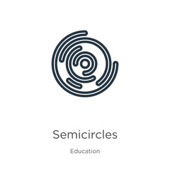 Semicircles icon. Thin linear semicircles outline icon isolated on white background from education collection. Line vector semicircles sign, symbol for web and mobile