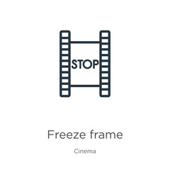 Freeze frame icon. Thin linear freeze frame outline icon isolated on white background from cinema collection. Line vector freeze frame sign, symbol for web and mobile