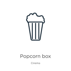 Popcorn box icon. Thin linear popcorn box outline icon isolated on white background from cinema collection. Line vector popcorn box sign, symbol for web and mobile