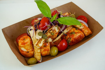 Chicken dish on a restaurant table