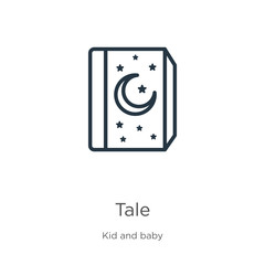 Tale icon. Thin linear tale outline icon isolated on white background from kid and baby collection. Line vector tale sign, symbol for web and mobile