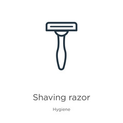 Shaving razor icon. Thin linear shaving razor outline icon isolated on white background from hygiene collection. Line vector shaving razor sign, symbol for web and mobile
