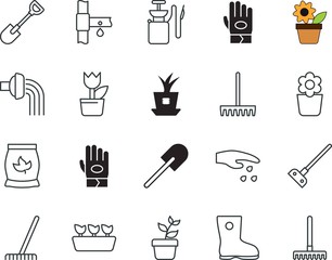 Obraz premium gardening vector icon set such as: drawing, knapsack, chemical, earth, business, greenhouse, can, seeds, modern, chip, data, sowing, phosphorus, processor, dirt, boot, walk, footwear, hoeing, stem