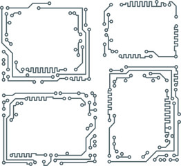 Set of  four frames in PCB-layout design style with empty space for your text. 