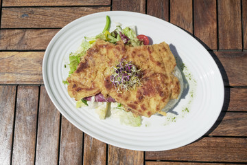 Chicken dish on a restaurant table