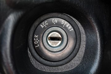 car ignition lock close-up, front view