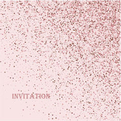 Pink golden glitter made of hearts. Scatter top gradient on white valentine background.