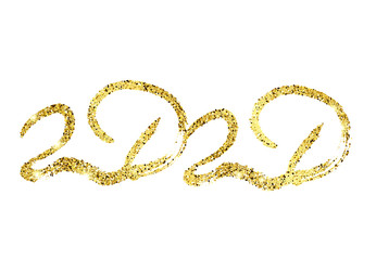 2020 gold glitter lettering and hand drawn numbers
