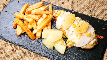 Chicken dish on a restaurant table