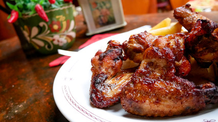 Chicken dish on a restaurant table
