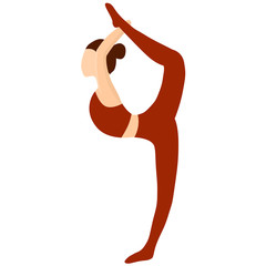 Yoga. Pose of the Lord of yoga dance. Vector illustration. Natarajasana or pose of the king of dancers. Isolated silhouette of a woman in the pose of the Lord of the dance. Healthy lifestyle.