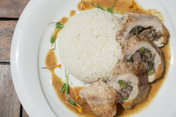 Chicken dish on a restaurant table