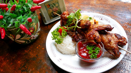 Chicken dish on a restaurant table