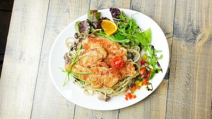Chicken dish on a restaurant table