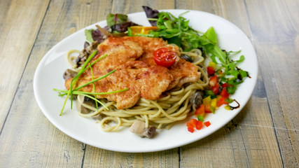Chicken dish on a restaurant table