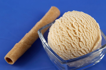 Turron ice cream, cold and very sweet dessert.