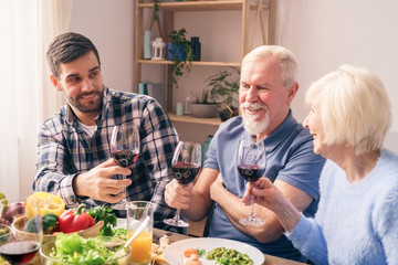 Son say toast for a anniversary of grandfather and grandmother.