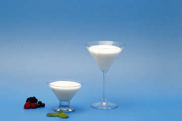 Tubs of natural yogurt, derived from cow's milk.