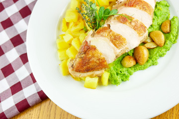 Chicken dish on a restaurant table
