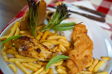 Chicken dish on a restaurant table