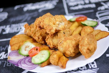 Chicken dish on a restaurant table