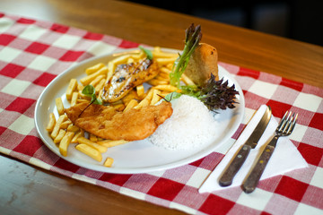 Chicken dish on a restaurant table