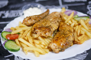 Chicken dish on a restaurant table