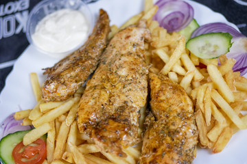Chicken dish on a restaurant table
