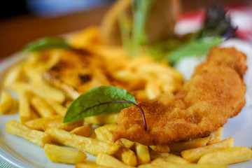 Chicken dish on a restaurant table