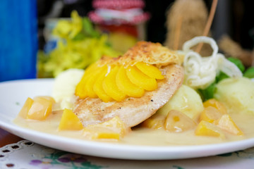 Chicken dish on a restaurant table