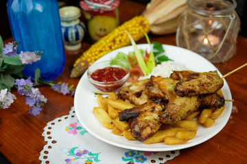 Chicken dish on a restaurant table