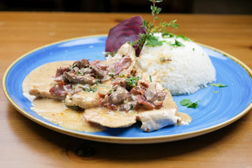 Chicken dish on a restaurant table