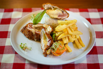 Chicken dish on a restaurant table