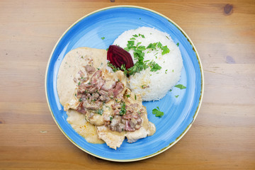 Chicken dish on a restaurant table