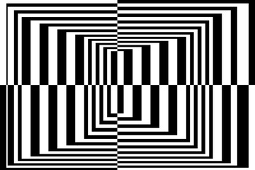 Contrast Abstract Black and White Geometric Pattern with Stripes. Optical Psychedelic Illusion. Spotted Computer Graphic. Raster Illustration